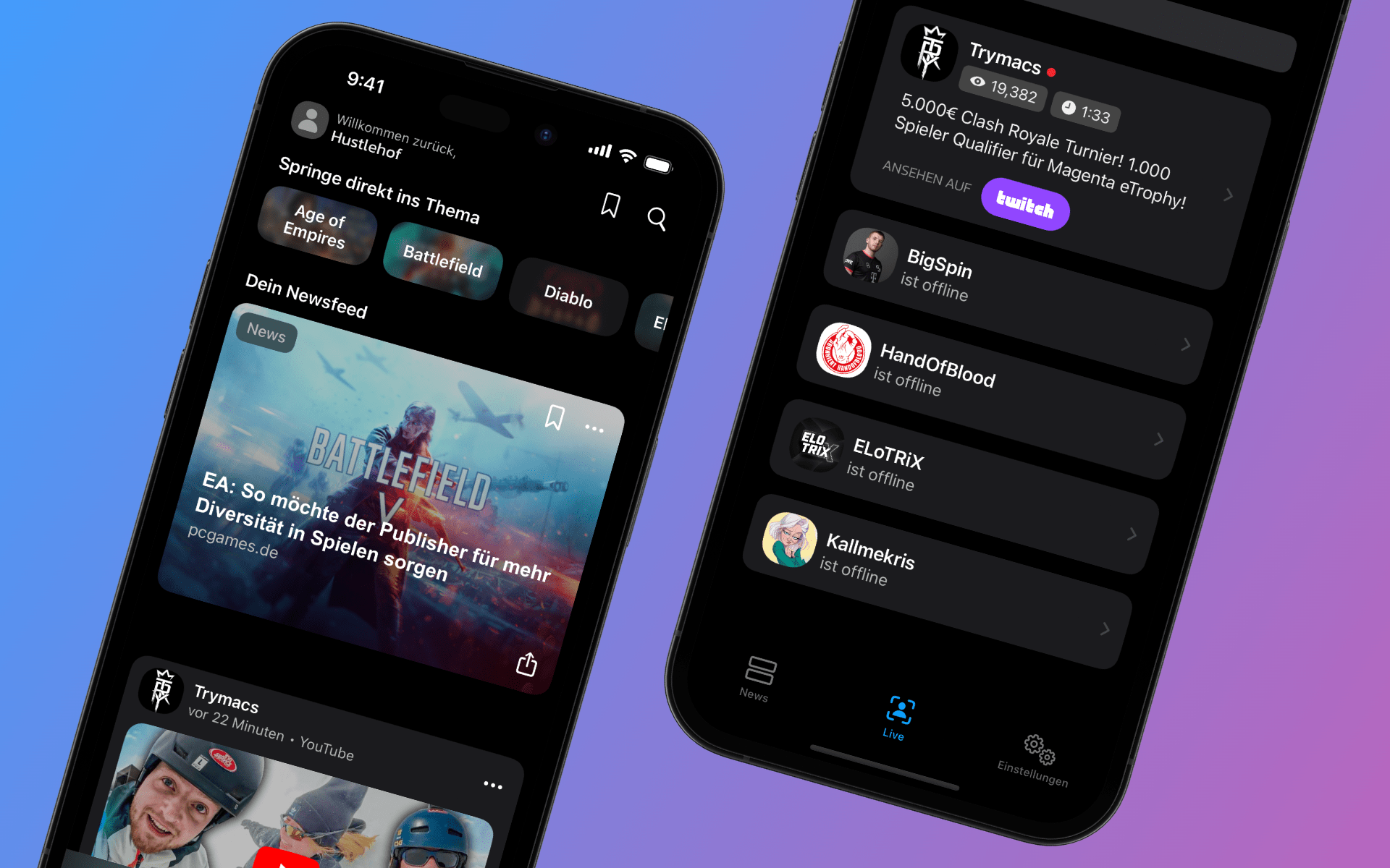 Zwei Screenshots von Storm Seite an Seite